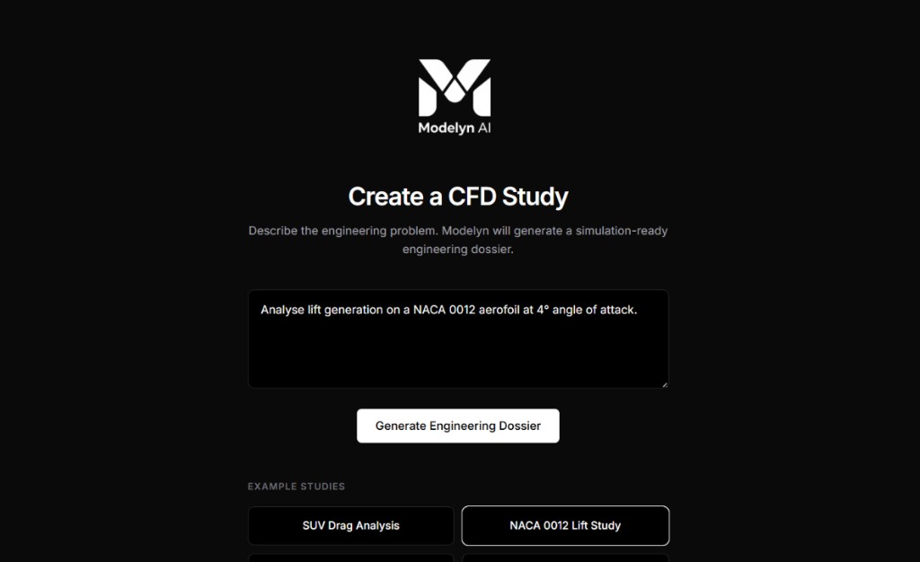 Modelyn AI intent capture — Create a CFD Study